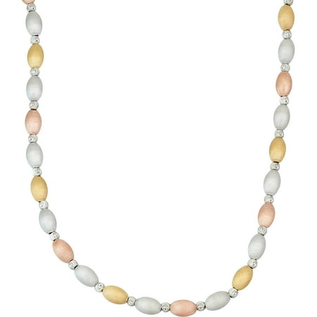 Giuliano Mameli Sterling Silver 14kt Rose and Yellow Gold-Plated Necklace with Rhodium-Plated DC Beads