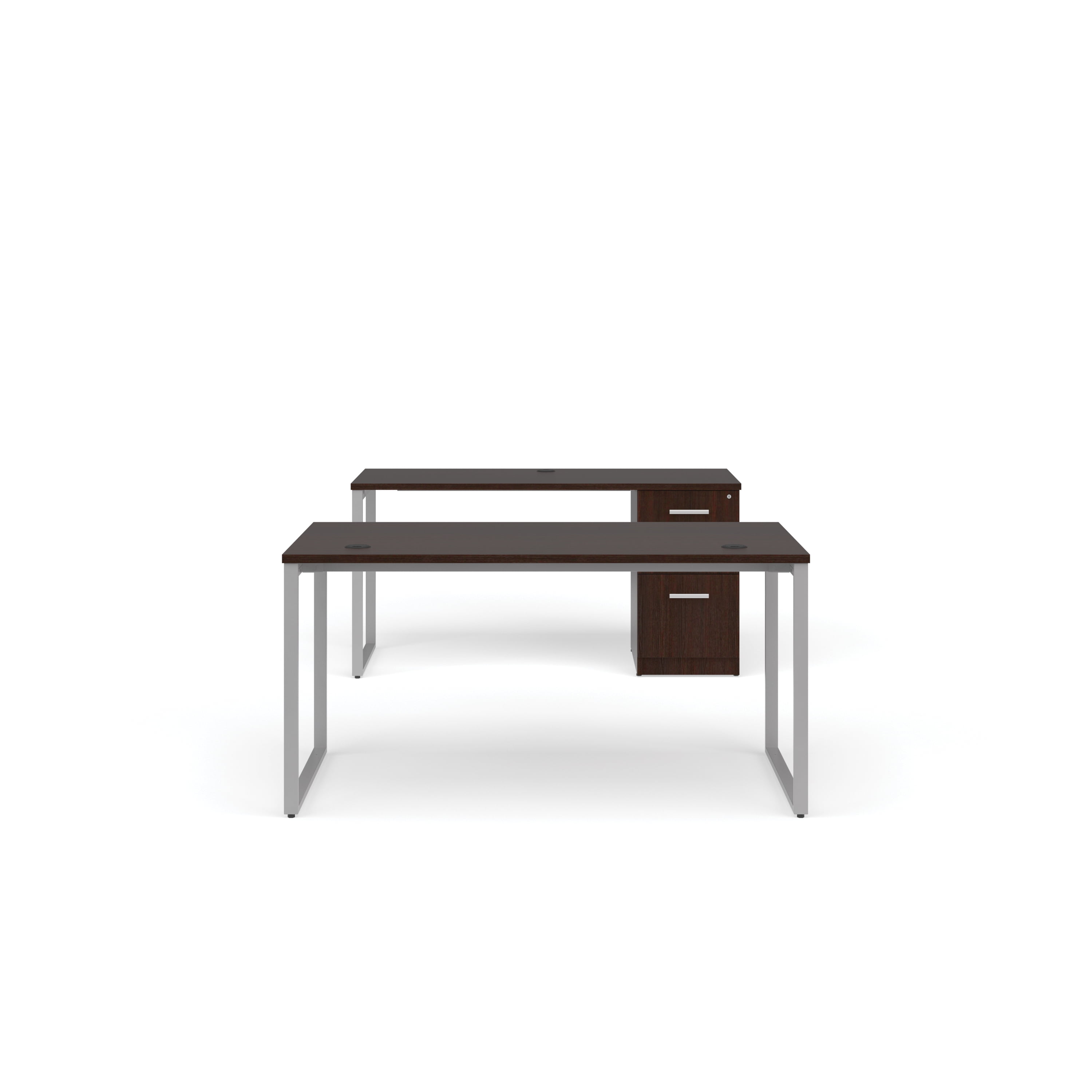 OFM Fulcrum Series Office Furniture Set, 60" Table Desk, 60" Credenza, Filing Cabinet, in White