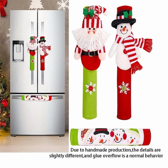 XGHomeNest Christmas Refrigerator Handle Covers 3D Snowman Couple Washable Set of 3