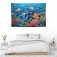 thumbnail image 4 of Chilfamy  Underwater Tapestry Wall Hanging Tropical Fish Jellyfish and Coral Reef Under Blue Sea Wall Hanging Blanket Ocean Tapestries for Bedroom Living Room Dorm Decor,60x40 Inch, 4 of 7