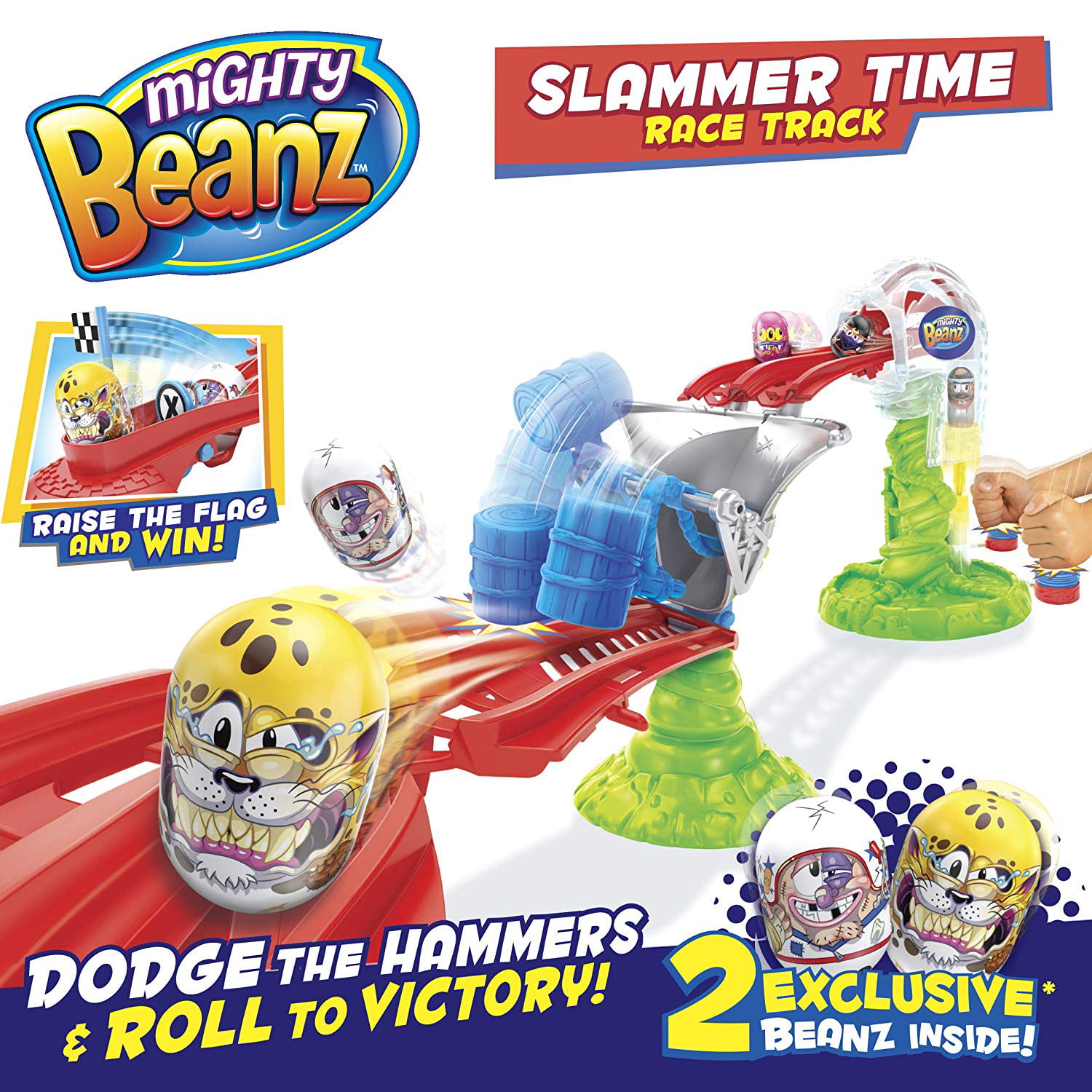 Mighty Beanz Slammer Time Race Track Playset plus two exclusive racing beanz!