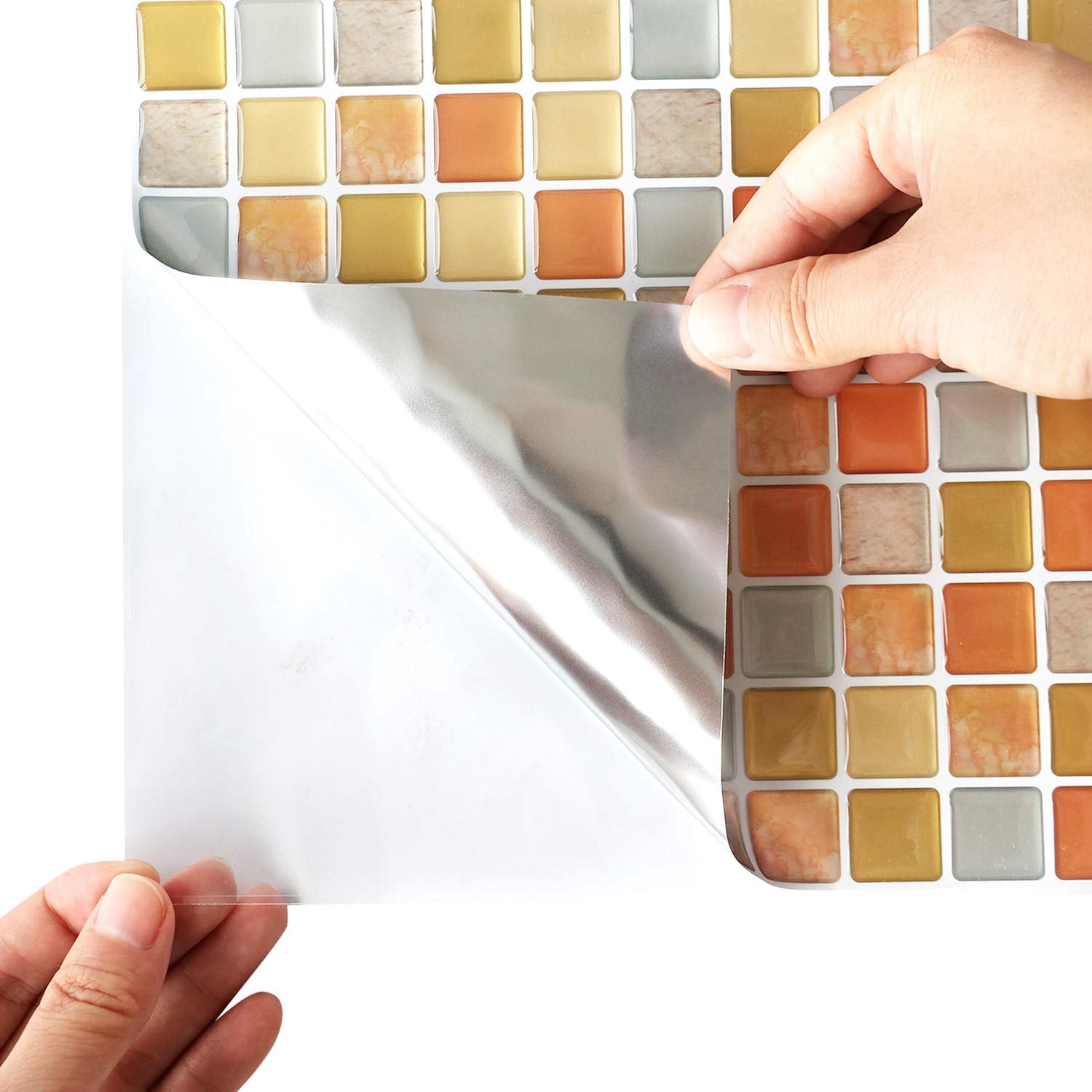 3d Mosaic Tile Sticker Removable Wallpaper Yellow  Self Adhesive Wall Tiles Bathroom For Kitchen Backsplash Pvc Square Decorative Vinyl Decals 4 Sheets