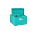 thumbnail image 4 of Household Essentials Storage Boxes with Lids, 2 Piece Set with Durable Grommet Handles, PP Non-Woven Fabric with Strong Chipboard Siding, Foldable and Stackable, Easily Accessible, Versatile, Aqua, 4 of 6