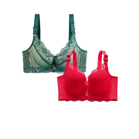 HCURIBAD Clearance! Bras for Women  Pack of 2 Sports Bra Women s Breathable Plus Size Lace Bra Womens Bras Sexy Wireless Bras for Women  Push up Bra  Bra Pack 2Pcs Underwear Black L
