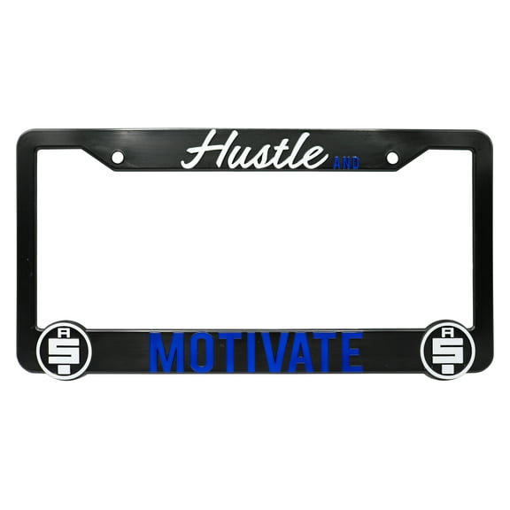 Hustle and Motivate Compatible 3D Raised License Plate Frame for Nipsey Hussle (Blue)