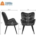 thumbnail image 2 of Mid Century Modern Faux Leather Accent Chair for Dining Room, Living Room, or Kitchen – High Back Support, Sturdy Metal Legs, Upholstered Comfort - Black Suede, 2 of 7