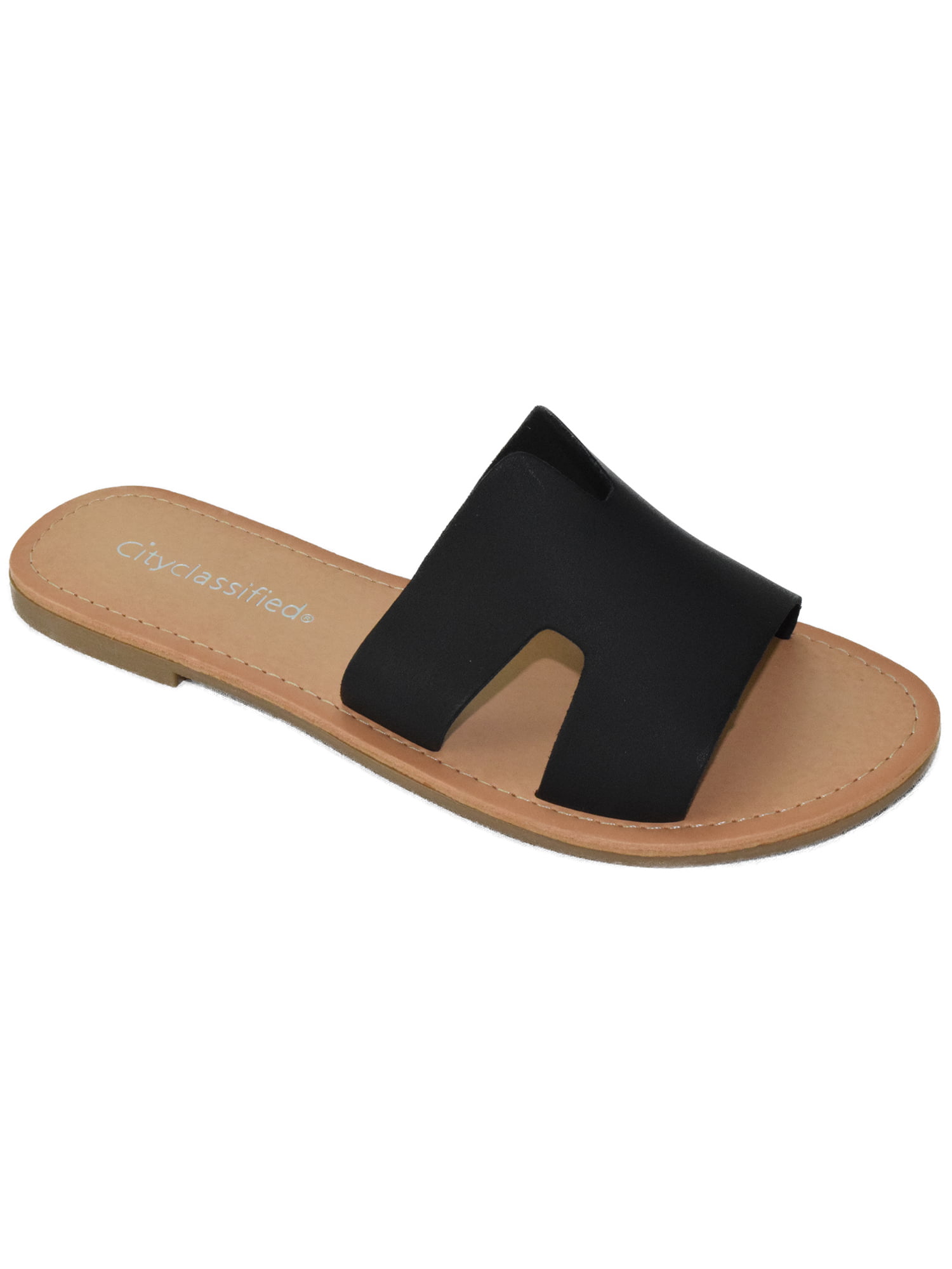Flat Sandals Women Hot Fashion Open Toe Flip Flops Slides Slip On Beach Shoes,Black,6.5