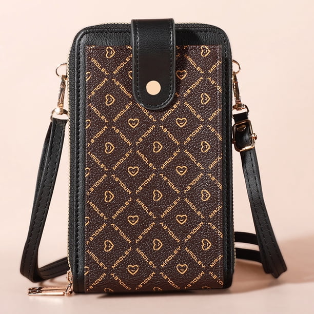 Bolsos para teléfono con pantalla táctil para mujer, minibolsos cruzados de cuero para teléfono móvil, cartera de hombro con ranuras para tarjetas de crédito