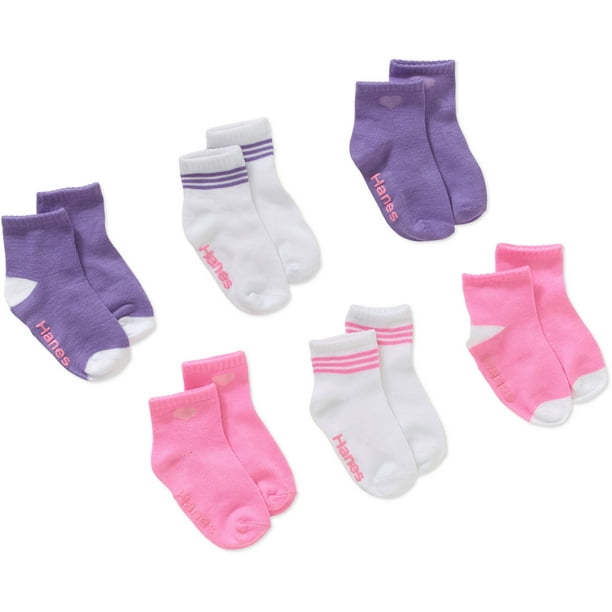 Hanes Toddler Girl Ankle Socks, 6 Pack, Sizes 6M-5T - Walmart.com