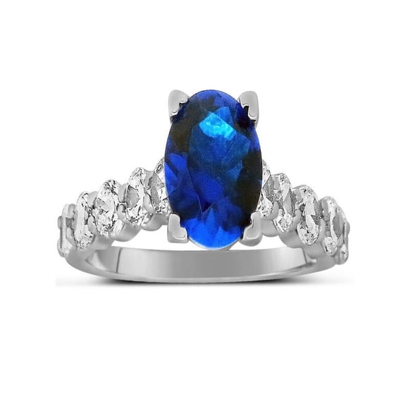 Luxurious 1.50 Carat Round Blue Sapphire and Diamond Engagement Ring in White Gold