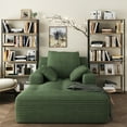 thumbnail image 3 of 67'' Oversized Chaise Lounge Chair Indoor, Cloud Plush Corduroy Upholstered Sofa Bed, Modern Deep Seat Sofa with Back Cushion, Pillows, Cozy Sleeper Couch for Living Room, No Assembly Required, Green, 3 of 12