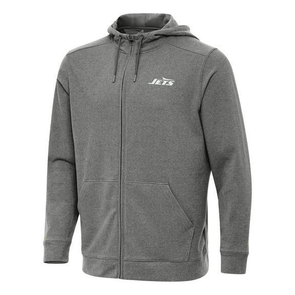 Men's Antigua Heather Black New York Jets Effortless Full-Zip Hoodie