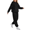 thumbnail image 3 of Nokdvo Women Sweatsuits Sets Long Sleeve Outfit Two piece Lounge Sets Oversized Hoodie Baggy Sweatpants Winter Jogger Tracksuits Black M, 3 of 4