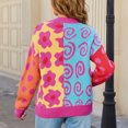 thumbnail image 7 of Womens Fashion Floral Sweater Trendy Long Sleeve Open Front Knit Cardigan Fall Soft Knitwear Clothes Hot Pink, M, 7 of 7