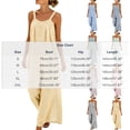 thumbnail image 2 of YYV Overalls for Women Cotton Linen Jumpsuit Casual Round Neck Striped Sleeveless Romper with Pockets for Summer Spring Mint Green XL, 2 of 6