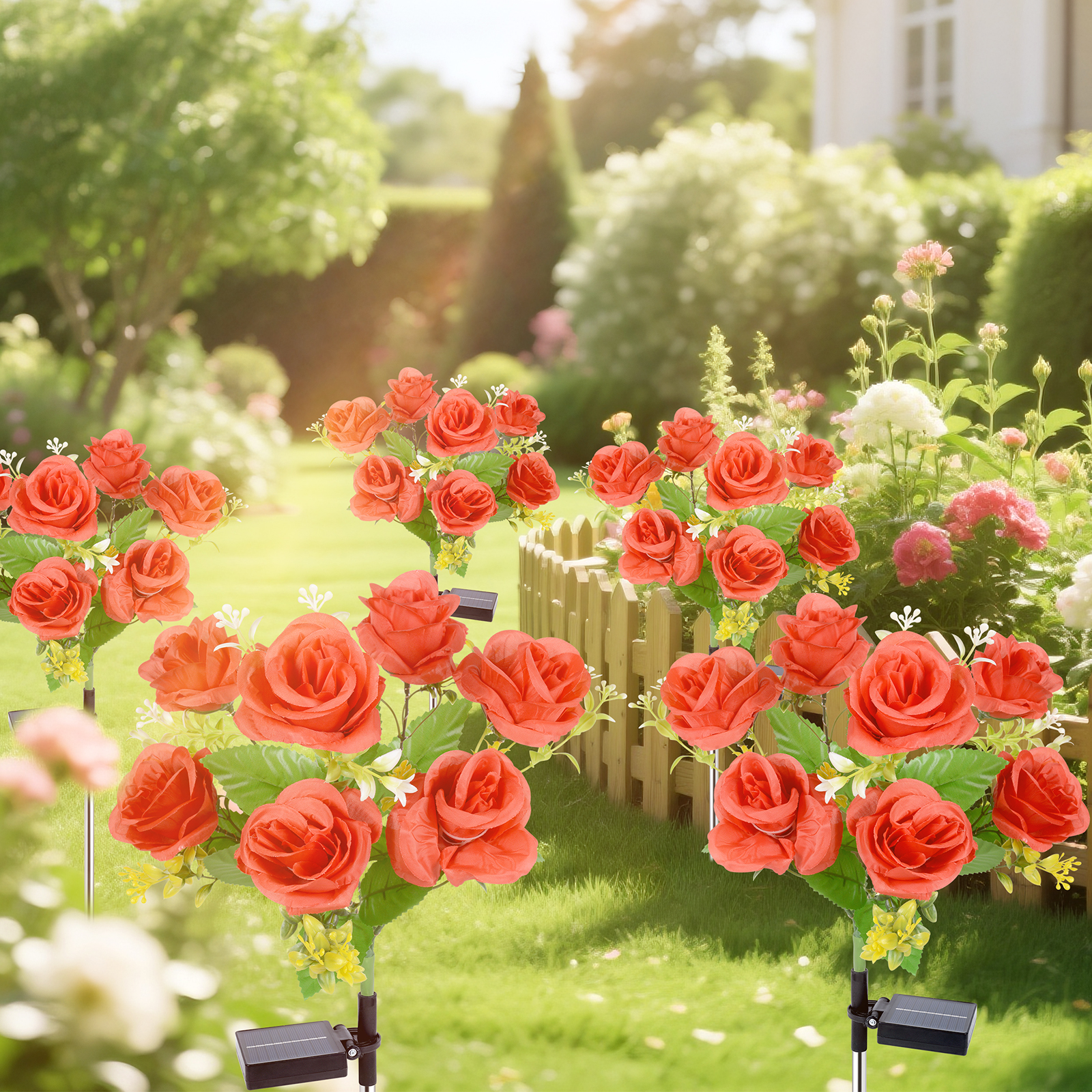 Qoosea 2-Pack Solar Rose Garden Lights Warm White photo 2