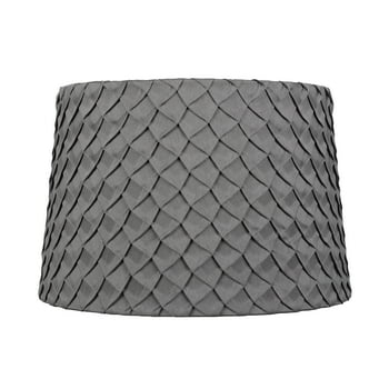 Better Homes & Gardens Pleated Faux Silk Drum Lamp Shade, Grey Finish