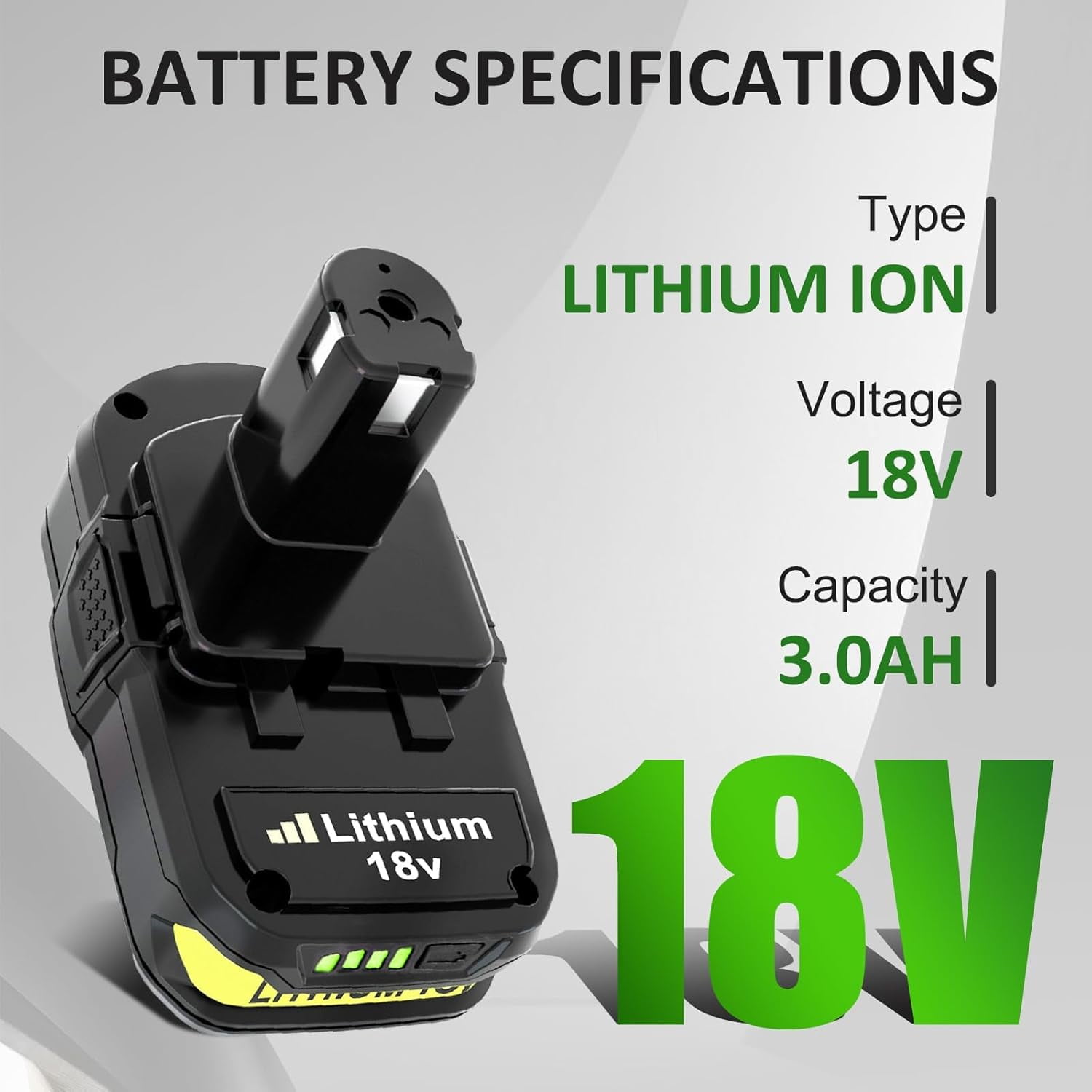 2 Packs 3.0Ah P108 Lithium Replacement Battery Compatible with Ryobi 18V Battery P102 P103 P104 P105 P107 P108 P109 P190 P122 for 18VCordless Power Tools