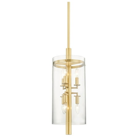 

Aged Brass Tone Finish Pendants 26 Long Brass Material E12 Candelabra Base 6 Light Fixture
