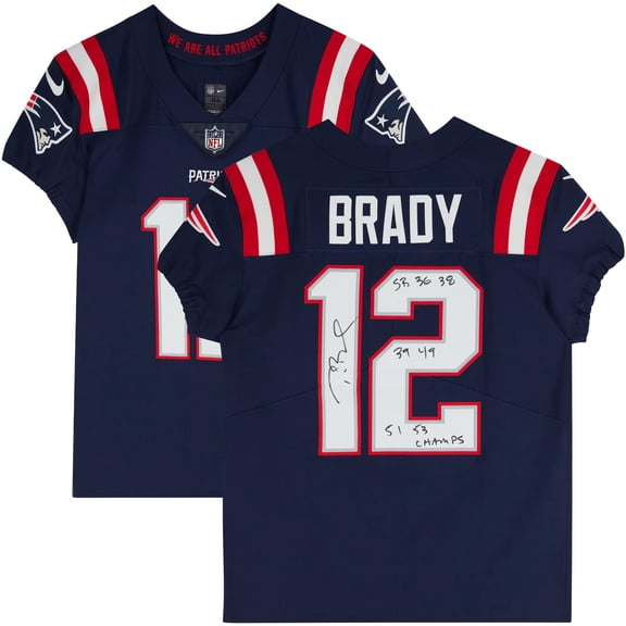 Tom Brady New England Patriots Autographed Navy Color Rush Elite Jersey with Multiple Inscriptions - Fanatics Authentic Certified