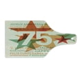thumbnail image 2 of 75th Birthday Cutting Board, Worldwide Greetings in Different Languages and Stars on Retro Background, Decorative Tempered Glass Cutting and Serving Board, Wine Bottle Shape, Multicolor, by Ambesonne, 2 of 5