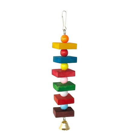 SS ORGANIC Wooden Parrot Cubes Blocks Chewing Toys Parrot Knots Block Chew Toy Bells Bird Wood Hanging Toys Medium Large Birds Conures Cockatiels African Grey Cage Accessories