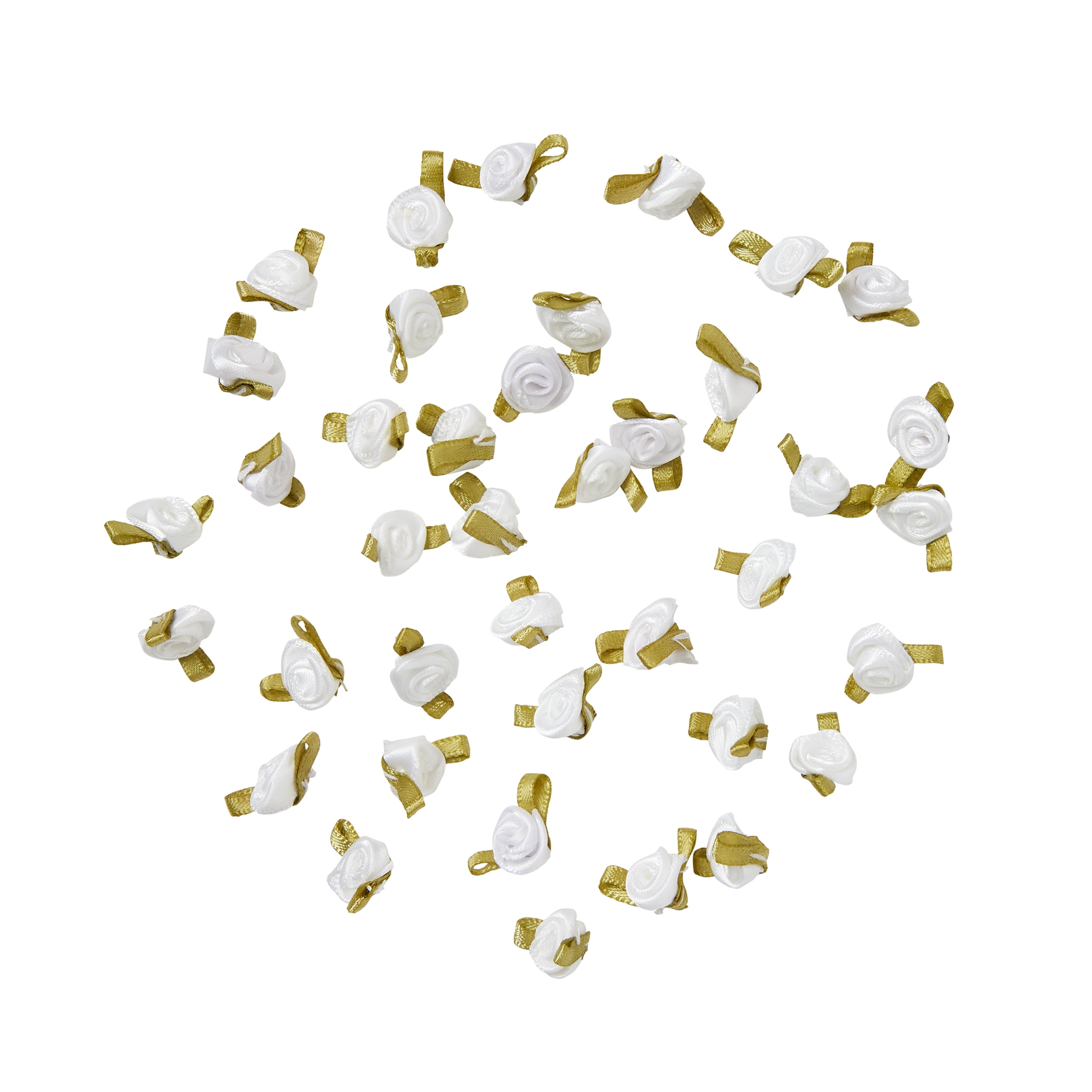 Offray Accessories, White Value Pack Small Ribbon Rose Accessory, 40 Count, 1 Package
