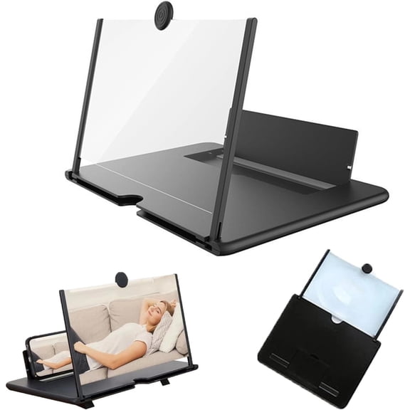 Screen Magnifier 2026 Version, 12 Inch HD 3D Mobile Phone Screen Amplifier, Foldable 3D HD Magnifier Pull-Out for Phone Magnifying, for Cell Laptop Computer Black 12 in