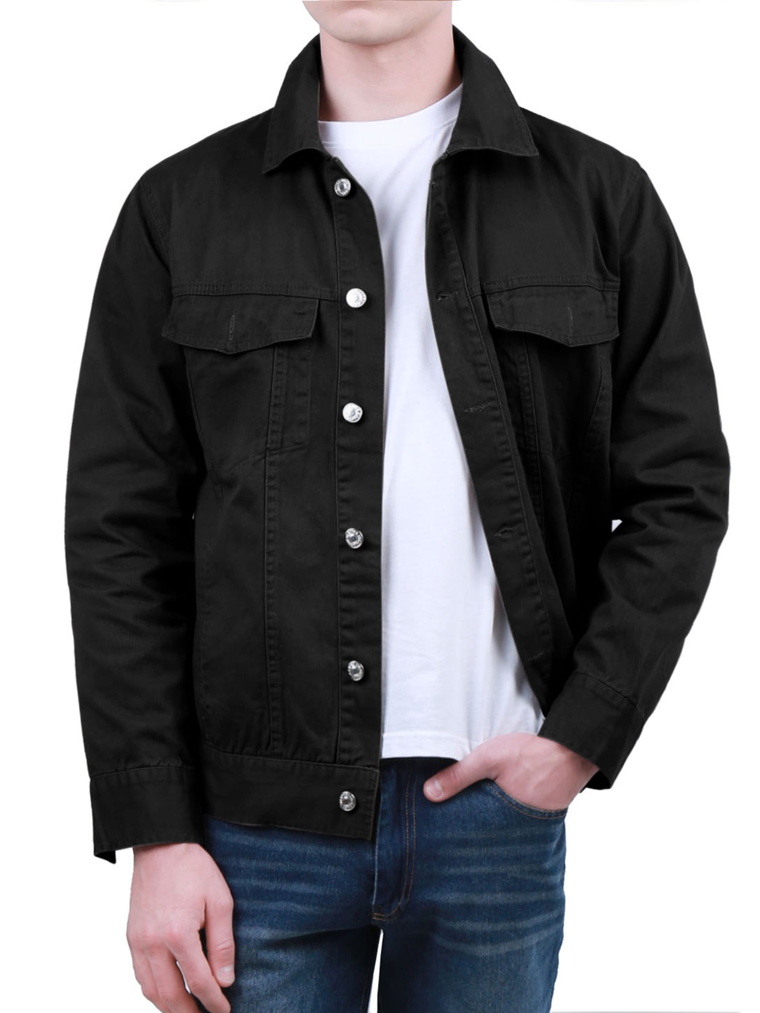 Mens Denim Jeans Jacket Cotton Casual Coat Trucker Button Classic Jacket Western 