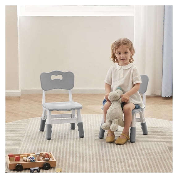 Adjustable Toddler 2 Chairs Set, 3 Level Adjustable Children’s Chair for Age2-8, Durable and Lightweight, Load-Bearing 180LBS, Plastic Kids Chairs for Classroom/Daycare/Home