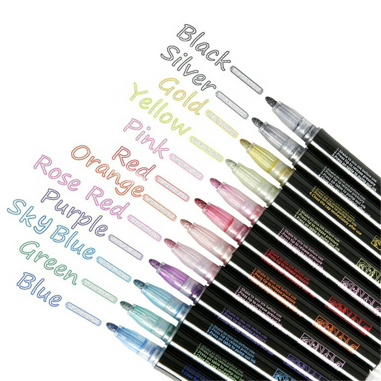 Outline Markers Pens Shimmer Markers,12 Colors Shimmer Marker Set For  Doodling, Super Squiggles Outline Markers For Kids Ages 8-12, Double Line  Pen For Drawing, Card Making, Calligraphy Journal Pens - Temu United