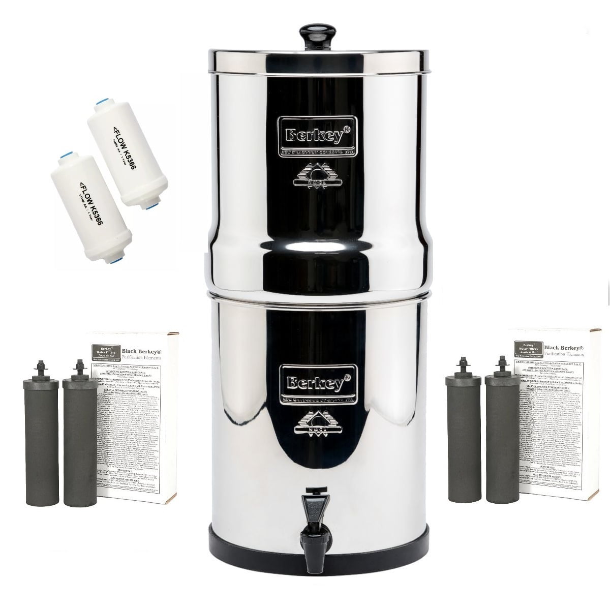 Berkey Crown Water Filter System with 4 Black and 2PF2 Filters