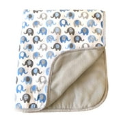 Vera Elephant Cotton Fleece Baby Blanket (Blue Grey)