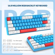 ZIYOULANG T8 60% Gaming Keyboard, 68 Keys Compact Mini Wired Mechanical Keyboard with 18 Chroma RGB Backlit, Blue Switch, USB C Coiled Keyboard Cable for PC Laptop Mac PS4 XBOX -Blue White