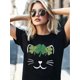 thumbnail image 3 of Women's St. Patrick's Day Lucky Cat Graphic T-Shirt - Black with Green Shamrock & Whiskers Design,Soft , Short Sleeve Casual Top, 3 of 7
