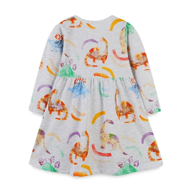 LUXUR Girls Baggy Dresses Loose Fall Party Dress Gray 4T 110