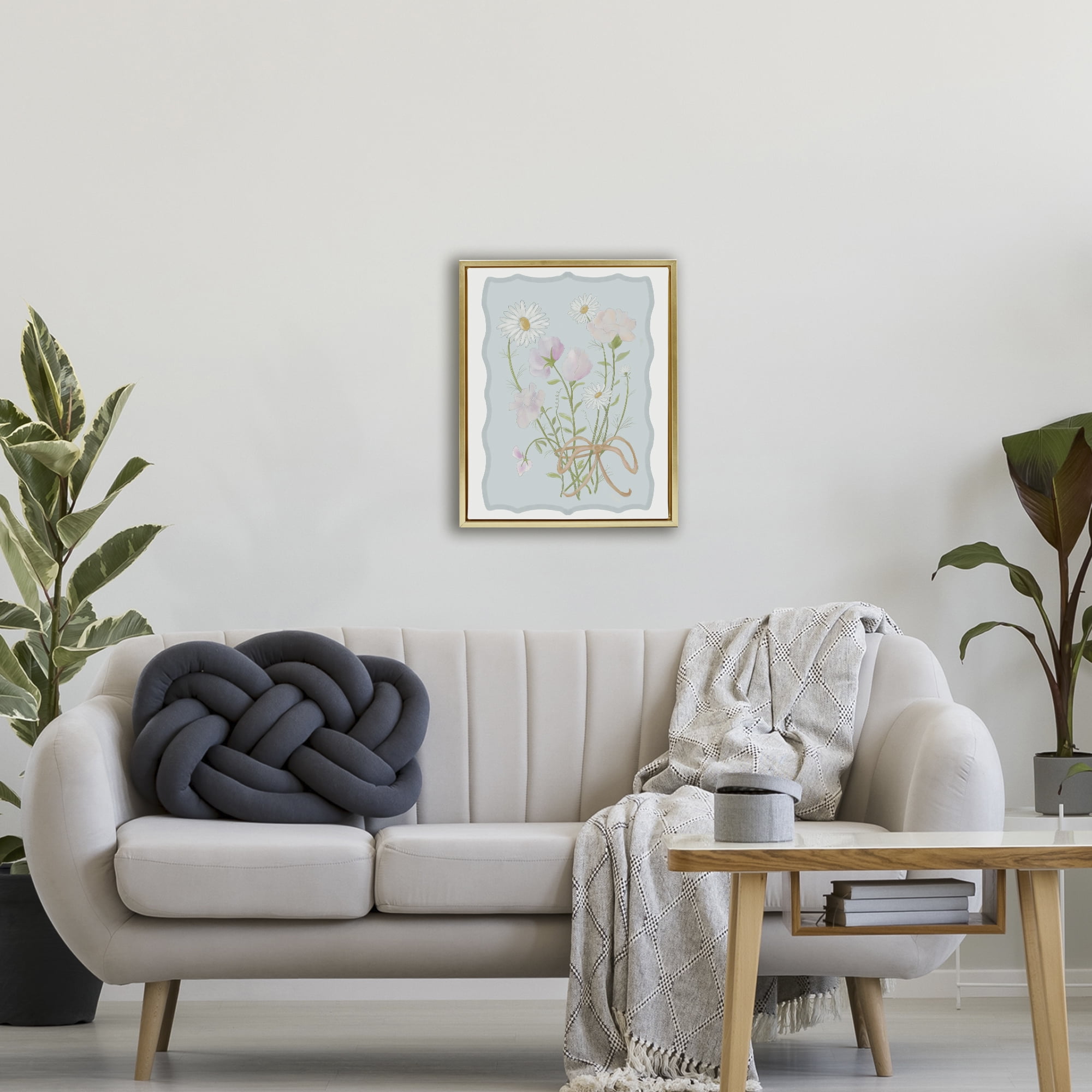 Spring Cottage Clippings Gold Framed Floater Canvas Wall Art, design by Leslie Hermosa