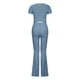 thumbnail image 4 of Traje informal de moda para mujer, Color sólido, alta elasticidad, esculpir el cuerpo, manga corta, pantalones de pierna ancha a rayas, conjunto de dos piezas Pompotops  qwe22709, 4 of 4
