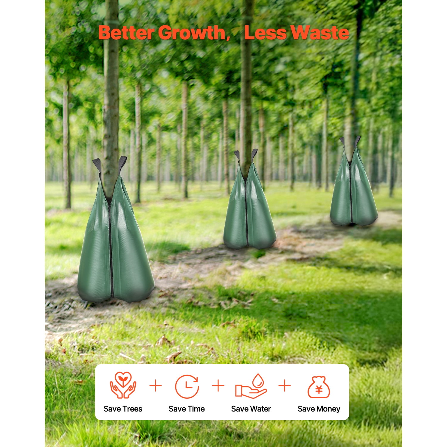 KFFKFF Tree Watering Bag, Set of 3, 20-Gallon Capacity for Young Trees, 5-9 Hour Slow Release Drip Irrigation Bags with Zipper, Sturdy Watering Solution for Deep Root Hydration