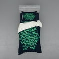 thumbnail image 2 of Ambesonne Geometric Bedding Set 4 Pcs, Ombre Maze Lines, Queen, Green and Blue, 2 of 3