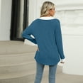 thumbnail image 3 of Women's Contrast Collared Shirts Casual Long Sleeve Ribbed Fall Tops Lightweight Tunic Sweaters, 3 of 3