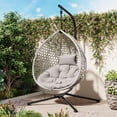thumbnail image 2 of Jopath Hanging Egg Chair with Stand, Sturdy Hammock Chair with Rattan Weaving, Swing chairs with Soft Removable Cushion for Balcony Bedroom Garden Gray, 2 of 9
