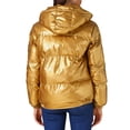 thumbnail image 3 of Chaquetas de invierno acolchadas con capucha y bolsillos brillantes para mujer Allegra K 2XL dorado, 3 of 6