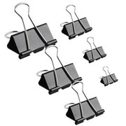 NUOLUX 90 Pcs Black Binder Clips Paper Clamps Office Supplies for Home Office School (5Pcs 51mm + 5Pcs 41mm + 5Pcs 32mm + 15Pcs 25mm + 30Pcs 19mm + 30Pcs 15mm)