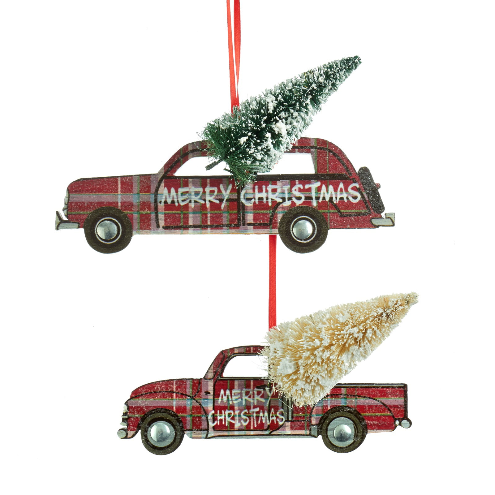 3dRose wb_263636_1 Have a Holly Jolly Red Truck with Christmas Trees Water Bottle