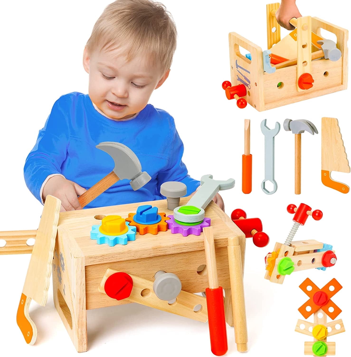 Lehoo Castle Children's Wooden Tool Box Toy 3 4 5 Years Old Girl Boy 29 Piece Tool Box Workbench Lehoo Castle Children's Wooden Tool Box Toy 3 4 5 Years Old Girl Boy 29 Piece Tool Box Workbench