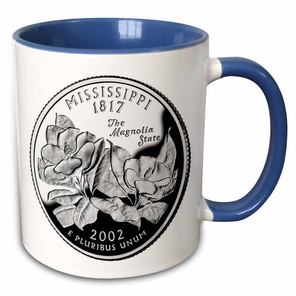 3drose, State Quarter of Mississippi (pd-us), 11oz Two-tone Blue Mug