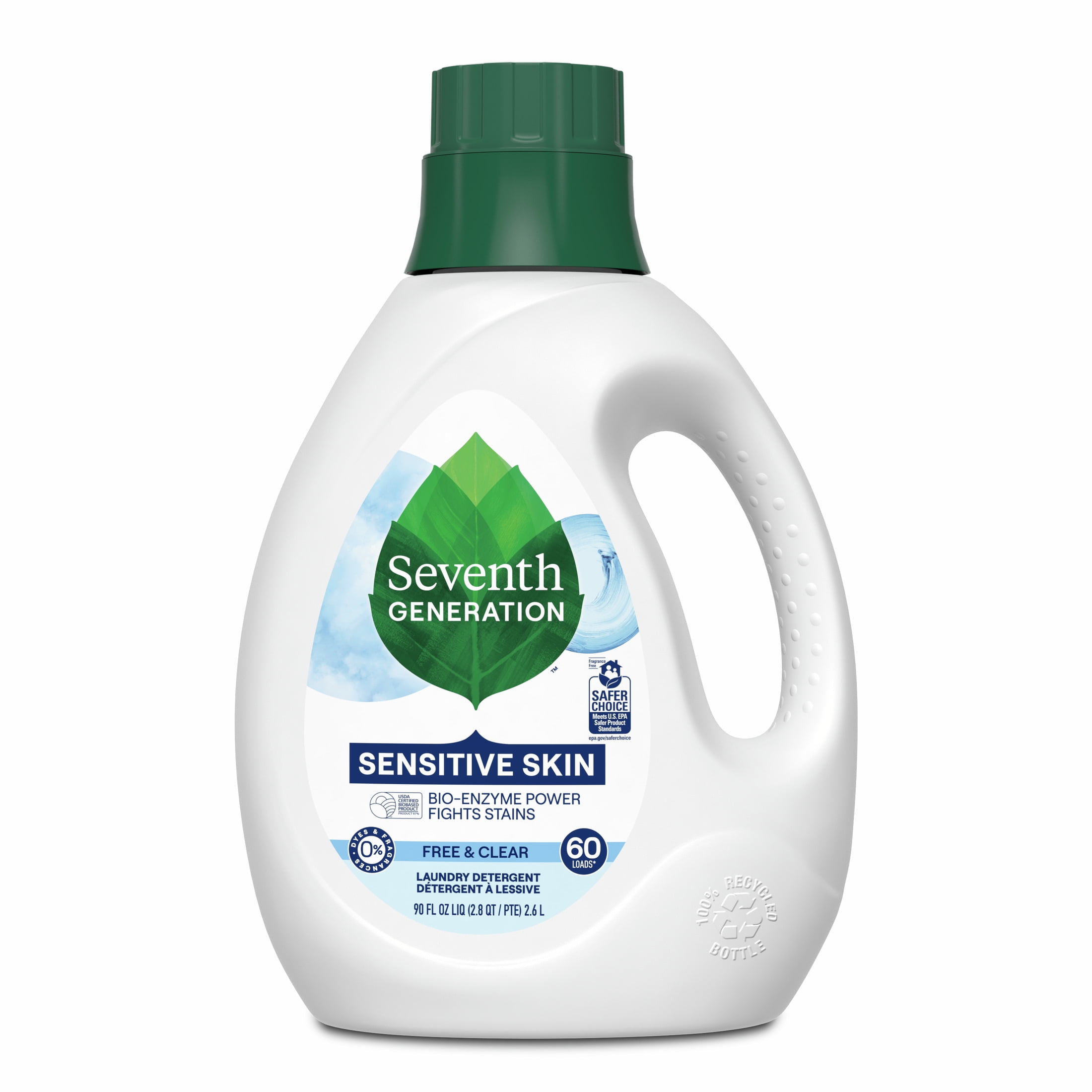 (2 pack) Seventh Generation Free and Clear Liquid Laundry Detergent, 90 oz, 60 Loads