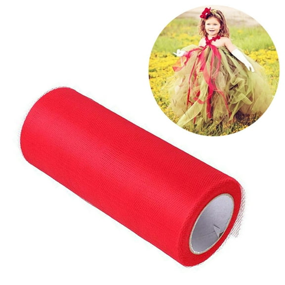 Milisten Red Mesh Tulle Cloth Roll Made of Dacron for Craft Use Wedding Bows and Chair Sashes