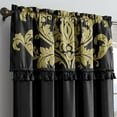 thumbnail image 2 of Chezmoi Collection Royal 4-Piece Jacquard Floral Window Curtain Set, Black/Gold, 2 of 6